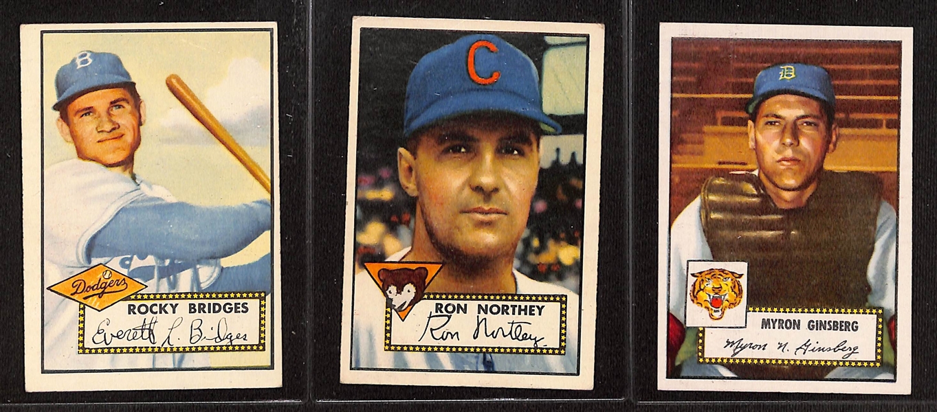 Lot of (7) 1952 Topps Baseball Cards in EX-EX+ Condition w. Rocky Bridges RC
